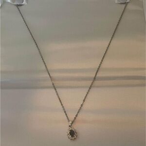 10 MG Lab Created Sapphire 925 SS Pendant & Chain